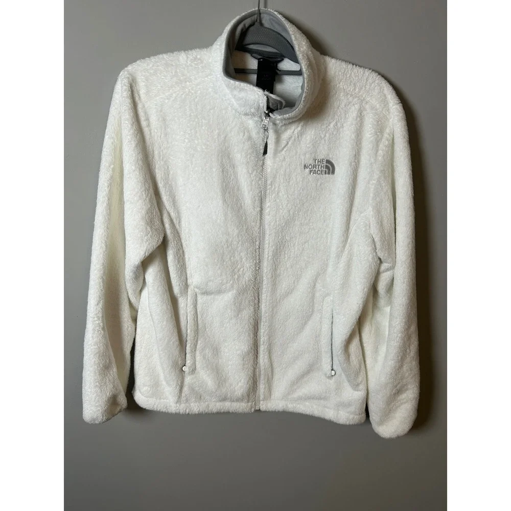 The North Face Osito White Full Zip Fleece Jacket Womens Large Mock Neck Soft - Picture 1 of 4